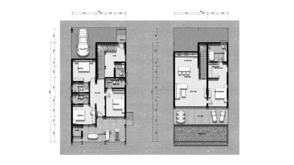 Villa floor plan, 4 bedrooms in Whispering Waves No. 11005 (2D)